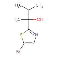 Chemical structure of 2-(5-bromo-1,3-thiazol-2-yl)-3-methylbutan-2-ol - CSSB20845643320