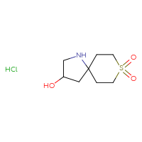 Chemical structure of 3-hydroxy-8λ⁶-thia-1-azaspiro[4.5]decane-8,8-dione hydrochloride - CSSS02495324643