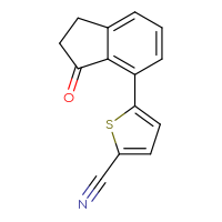 Chemical structure of 5-(3-oxo-2,3-dihydro-1H-inden-4-yl)thiophene-2-carbonitrile - CSSB03566235811
