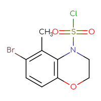Chemical structure of 6-bromo-5-methyl-3,4-dihydro-2H-1,4-benzoxazine-4-sulfonyl chloride - CSSB15007164403
