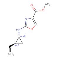 Chemical structure of rac-methyl 2-{[(1R,2S)-2-ethenylcyclopropyl]amino}-1,3-oxazole-4-carboxylate - CSSB21495876873