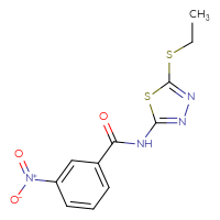 Chemical structure of N-[5-(ethylsulfanyl)-1,3,4-thiadiazol-2-yl]-3-nitrobenzamide - CSSB00047710923