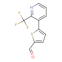 Chemical structure of 5-[2-(trifluoromethyl)pyridin-3-yl]thiophene-2-carbaldehyde - CSSB00023178489
