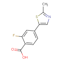 Chemical structure of 2-fluoro-4-(2-methyl-1,3-thiazol-5-yl)benzoic acid - CSSB00019014000