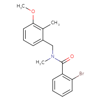 Chemical structure of 2-bromo-N-[(3-methoxy-2-methylphenyl)methyl]-N-methylbenzamide - CSSB21432553464