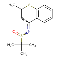 Chemical structure of (R)-2-methyl-N-(2-methyl-3,4-dihydro-2H-1-benzothiopyran-4-ylidene)propane-2-sulfinamide - CSSB21332861065