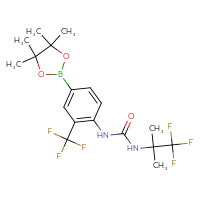 Chemical structure of 1-[4-(4,4,5,5-tetramethyl-1,3,2-dioxaborolan-2-yl)-2-(trifluoromethyl)phenyl]-3-(1,1,1-trifluoro-2-methylpropan-2-yl)urea - CSSB21332130752