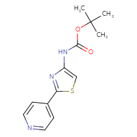 Chemical structure of tert-butyl N-[2-(pyridin-4-yl)-1,3-thiazol-4-yl]carbamate - CSSB00000701115
