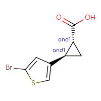 Chemical structure of rac-(1R,2R)-2-(5-bromothiophen-3-yl)cyclopropane-1-carboxylic acid - CSSB00025775561