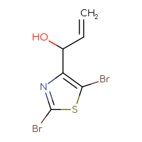 Chemical structure of 1-(2,5-dibromo-1,3-thiazol-4-yl)prop-2-en-1-ol - CSSB21246421078