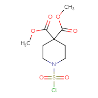 Chemical structure of 4,4-dimethyl 1-(chlorosulfonyl)piperidine-4,4-dicarboxylate - CSSB21224764569