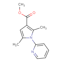 Chemical structure of methyl 2,5-dimethyl-1-(pyridin-2-yl)-1H-pyrrole-3-carboxylate - CSSB01995212988