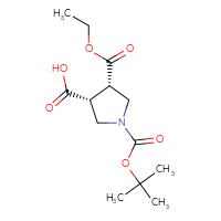 Chemical structure of (3R,4S)-1-[(tert-butoxy)carbonyl]-4-(ethoxycarbonyl)pyrrolidine-3-carboxylic acid - CSSB00025717199