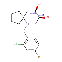 Chemical structure of rac-(8R,9S)-6-[(2-chloro-4-fluorophenyl)methyl]-6-azaspiro[4.5]decane-8,9-diol - CSSS21427012583