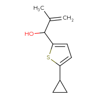 Chemical structure of 1-(5-cyclopropylthiophen-2-yl)-2-methylprop-2-en-1-ol - CSSB17366089502