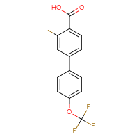 Chemical structure of 3-fluoro-4'-(trifluoromethoxy)-[1,1'-biphenyl]-4-carboxylic acid - CSSB00073857788
