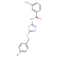 Chemical structure of N-(5-{[(4-bromophenyl)methyl]sulfanyl}-1,3,4-thiadiazol-2-yl)-3-methylbenzamide - CSSB00121654064