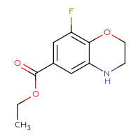 Chemical structure of ethyl 8-fluoro-3,4-dihydro-2H-1,4-benzoxazine-6-carboxylate - CSSB00020770300