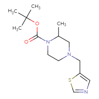 Chemical structure of tert-butyl 2-methyl-4-[(1,3-thiazol-5-yl)methyl]piperazine-1-carboxylate - CSSB00010732213
