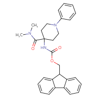 Chemical structure of (9H-fluoren-9-yl)methyl N-[4-(dimethylcarbamoyl)-1-phenylpiperidin-4-yl]carbamate - CSSB01150687006
