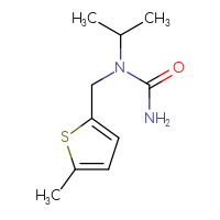 Chemical structure of 1-[(5-methylthiophen-2-yl)methyl]-1-(propan-2-yl)urea - CSSB00076372912