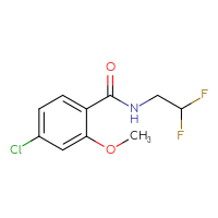 Chemical structure of 4-chloro-N-(2,2-difluoroethyl)-2-methoxybenzamide - CSSB01994603262