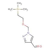 Chemical structure of 1-{[2-(trimethylsilyl)ethoxy]methyl}-1H-pyrazole-4-carbaldehyde - CSSB00025710701