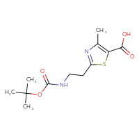 Chemical structure of 2-(2-{[(tert-butoxy)carbonyl]amino}ethyl)-4-methyl-1,3-thiazole-5-carboxylic acid - CSSB00134750288