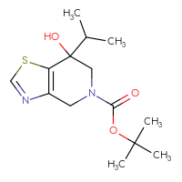 Chemical structure of tert-butyl 7-hydroxy-7-(propan-2-yl)-4H,5H,6H,7H-[1,3]thiazolo[4,5-c]pyridine-5-carboxylate - CSSB06656809107