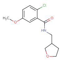 Chemical structure of 2-chloro-5-methoxy-N-[(oxolan-3-yl)methyl]benzamide - CSSB06396396126