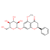 Chemical structure of (2S)-5-methoxy-2-phenyl-7-{[(2S,3R,4S,5S,6R)-3,4,5-trihydroxy-6-(hydroxymethyl)oxan-2-yl]oxy}-3,4-dihydro-2H-1-benzopyran-4-one - CSSB00161190202