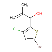 Chemical structure of 1-(5-bromo-3-chlorothiophen-2-yl)-2-methylprop-2-en-1-ol - CSSB06649052174