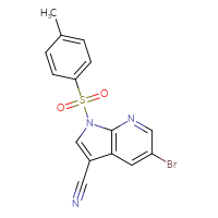Chemical structure of 5-bromo-1-(4-methylbenzenesulfonyl)-1H-pyrrolo[2,3-b]pyridine-3-carbonitrile - CSSB21332170748