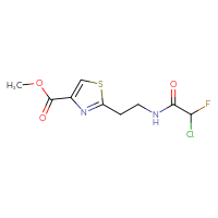 Chemical structure of methyl 2-[2-(2-chloro-2-fluoroacetamido)ethyl]-1,3-thiazole-4-carboxylate - CSSB21332168048