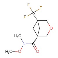 Chemical structure of (1s,5s)-N-methoxy-N-methyl-5-(trifluoromethyl)-3-oxabicyclo[3.1.1]heptane-1-carboxamide - CSSB20713871287