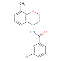 Chemical structure of 3-bromo-N-(8-methyl-3,4-dihydro-2H-1-benzopyran-4-yl)benzamide - CSSB00795158467