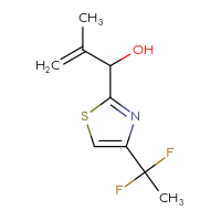 Chemical structure of 1-[4-(1,1-difluoroethyl)-1,3-thiazol-2-yl]-2-methylprop-2-en-1-ol - CSSB02517635620