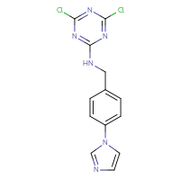 Chemical structure of 4,6-dichloro-N-{[4-(1H-imidazol-1-yl)phenyl]methyl}-1,3,5-triazin-2-amine - CSSB06546412896