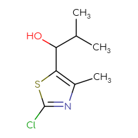 Chemical structure of 1-(2-chloro-4-methyl-1,3-thiazol-5-yl)-2-methylpropan-1-ol - CSSB21246429415
