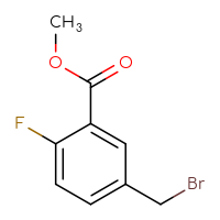 Chemical structure of methyl 5-(bromomethyl)-2-fluorobenzoate - CSSB00013328350