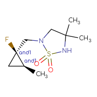 Chemical structure of rac-2-{[(1R,2S)-1-fluoro-2-methylcyclopropyl]methyl}-4,4-dimethyl-1λ⁶,2,5-thiadiazolidine-1,1-dione - CSMB20981054722