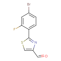 Chemical structure of 2-(4-bromo-2-fluorophenyl)-1,3-thiazole-4-carbaldehyde - CSSB00013765034