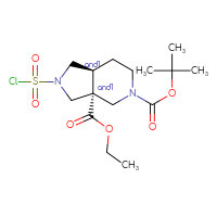 Chemical structure of rac-5-tert-butyl 3a-ethyl (3aR,7aS)-2-(chlorosulfonyl)-octahydro-1H-pyrrolo[3,4-c]pyridine-3a,5-dicarboxylate - CSSB21291564481