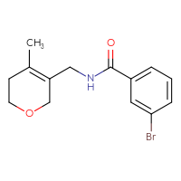 Chemical structure of 3-bromo-N-[(4-methyl-5,6-dihydro-2H-pyran-3-yl)methyl]benzamide - CSSB06830009678