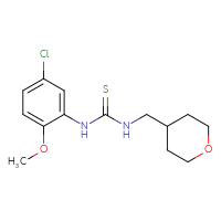 Chemical structure of 3-(5-chloro-2-methoxyphenyl)-1-[(oxan-4-yl)methyl]thiourea - CSSB02040982856