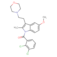 Chemical structure of 1-(2,3-dichlorobenzoyl)-5-methoxy-2-methyl-3-[2-(morpholin-4-yl)ethyl]-1H-indole - CSSB00020626340