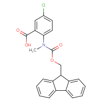 Chemical structure of 5-chloro-2-({[(9H-fluoren-9-yl)methoxy]carbonyl}(methyl)amino)benzoic acid - CSSB21531607691