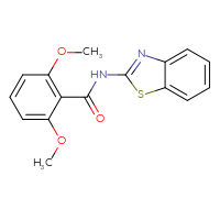 Chemical structure of N-(1,3-benzothiazol-2-yl)-2,6-dimethoxybenzamide - CSSB00104725498