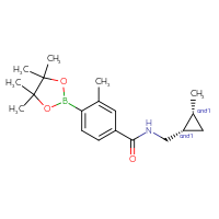 Chemical structure of rac-3-methyl-N-{[(1R,2S)-2-methylcyclopropyl]methyl}-4-(4,4,5,5-tetramethyl-1,3,2-dioxaborolan-2-yl)benzamide - CSSB02526777492