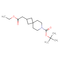 Chemical structure of tert-butyl 2-(2-ethoxy-2-oxoethyl)-7-azaspiro[3.5]nonane-7-carboxylate - CSSB00010419697